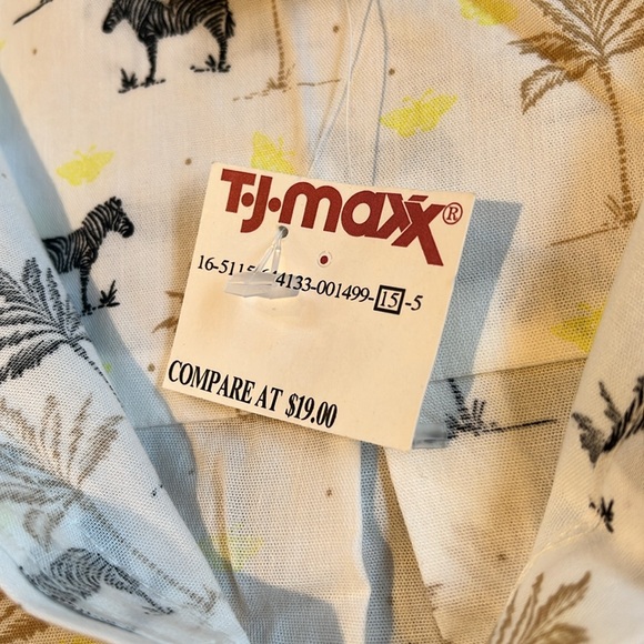 NWT Ann Taylor white button up long sleeve top with zebras and palm trees - Picture 9 of 10